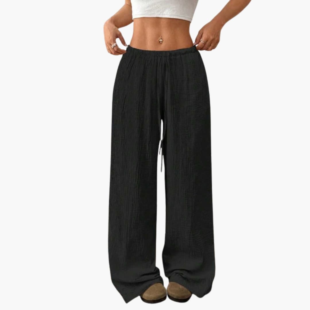 Women's Wide Leg Pants Elastic Waist Full-Length Trousers