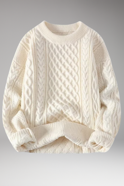 Women's Crew Neck Cable Sweater - 
Fashinoza