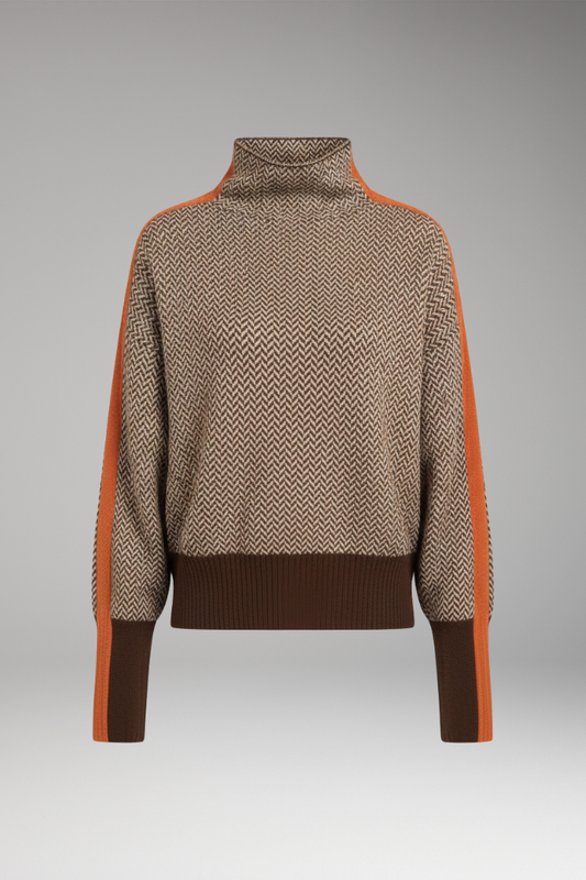 Women's High Neck Long Sleeve Sweater - 
Fashinoza