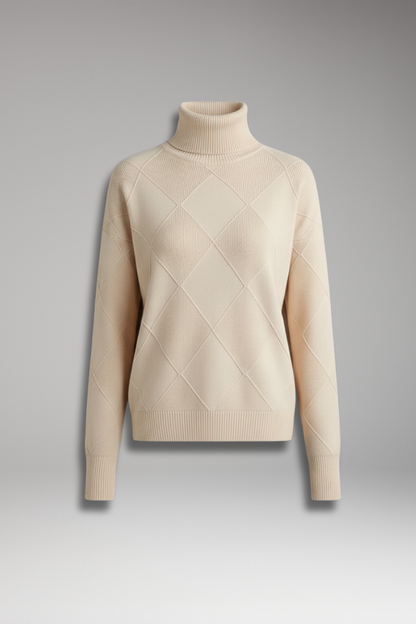 Women's High Neck Textured Sweater - 
Fashinoza