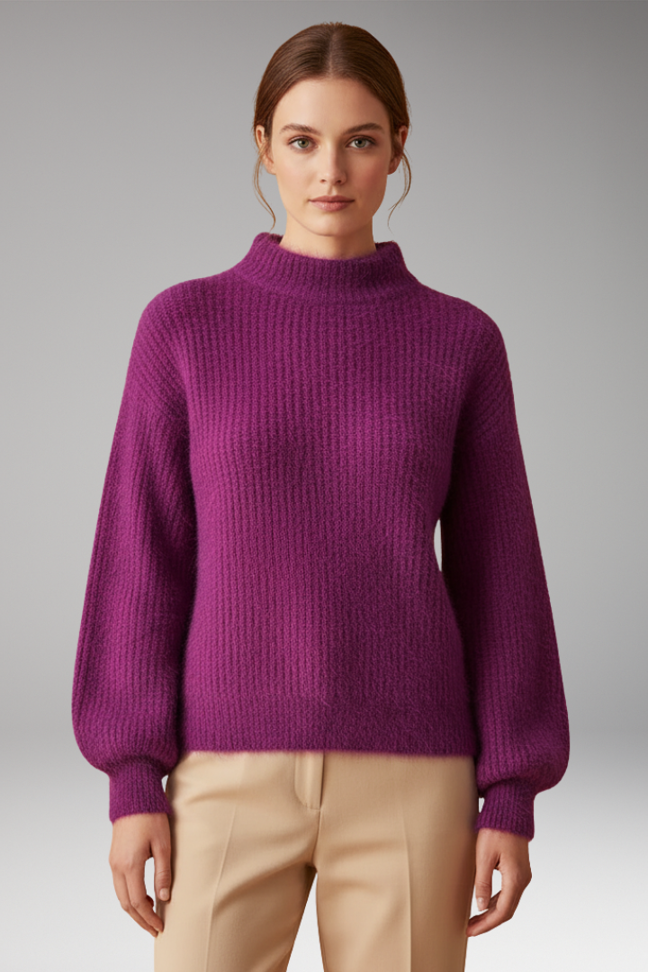Women's High Neck Sweater Textured