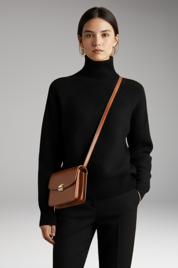 Women's High Neck Textured Sweater