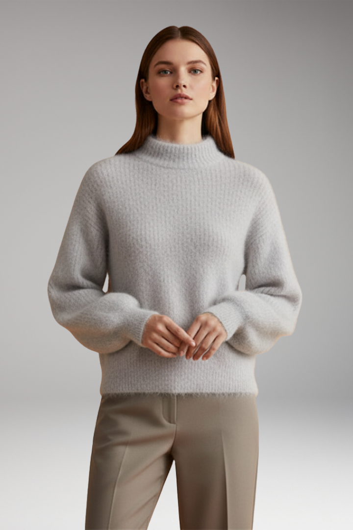 Women's High Neck Sweater Textured