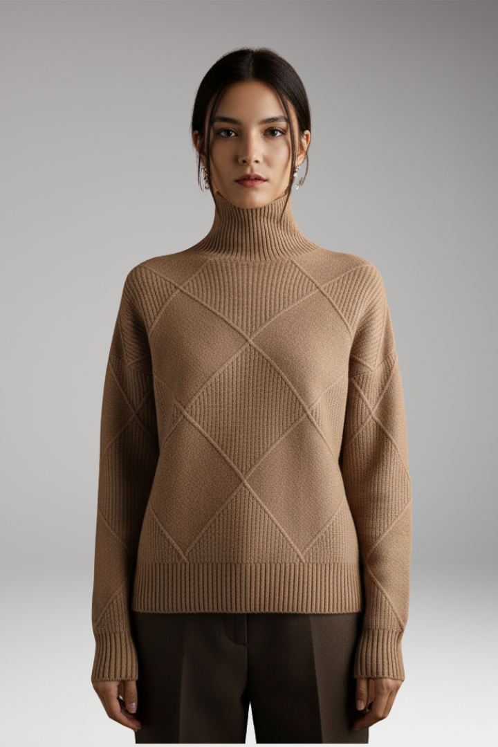 Women's High Neck Textured Sweater