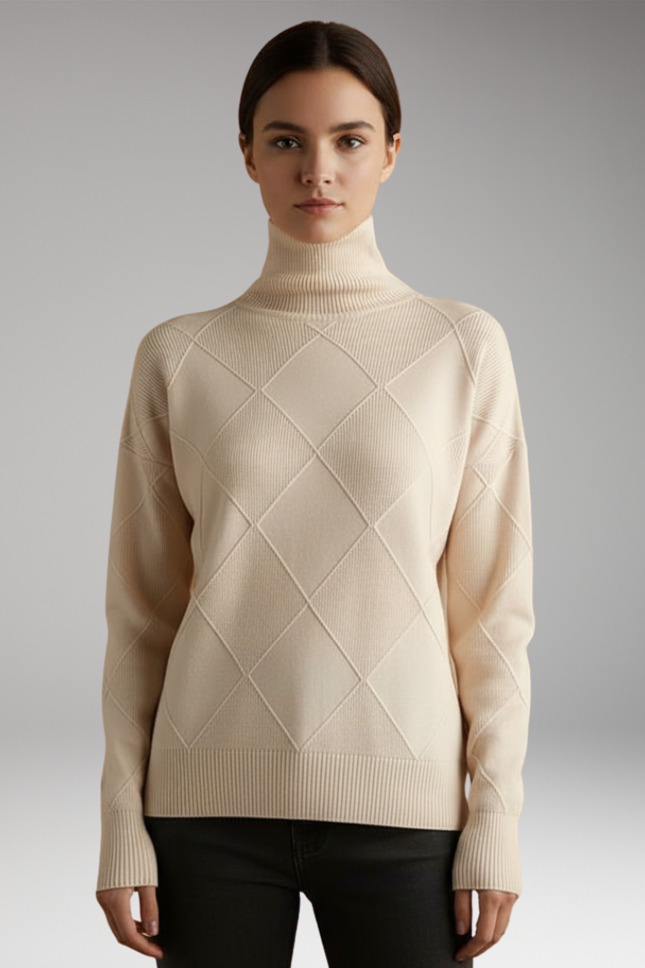 Women's High Neck Textured Sweater