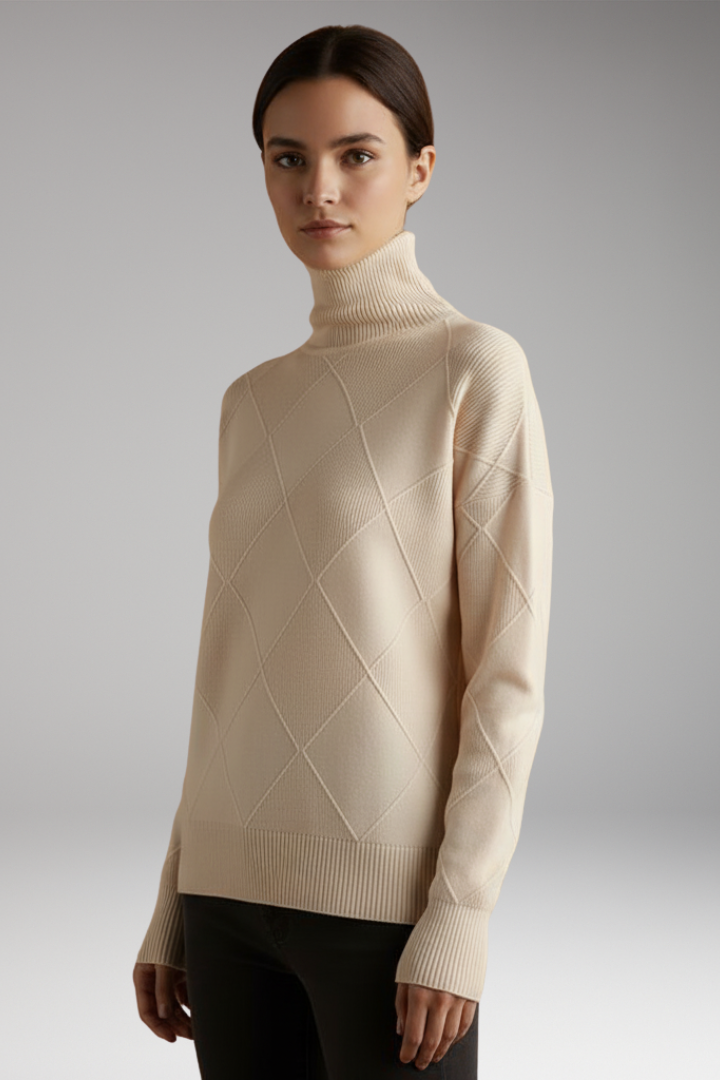 Women's High Neck Textured Sweater