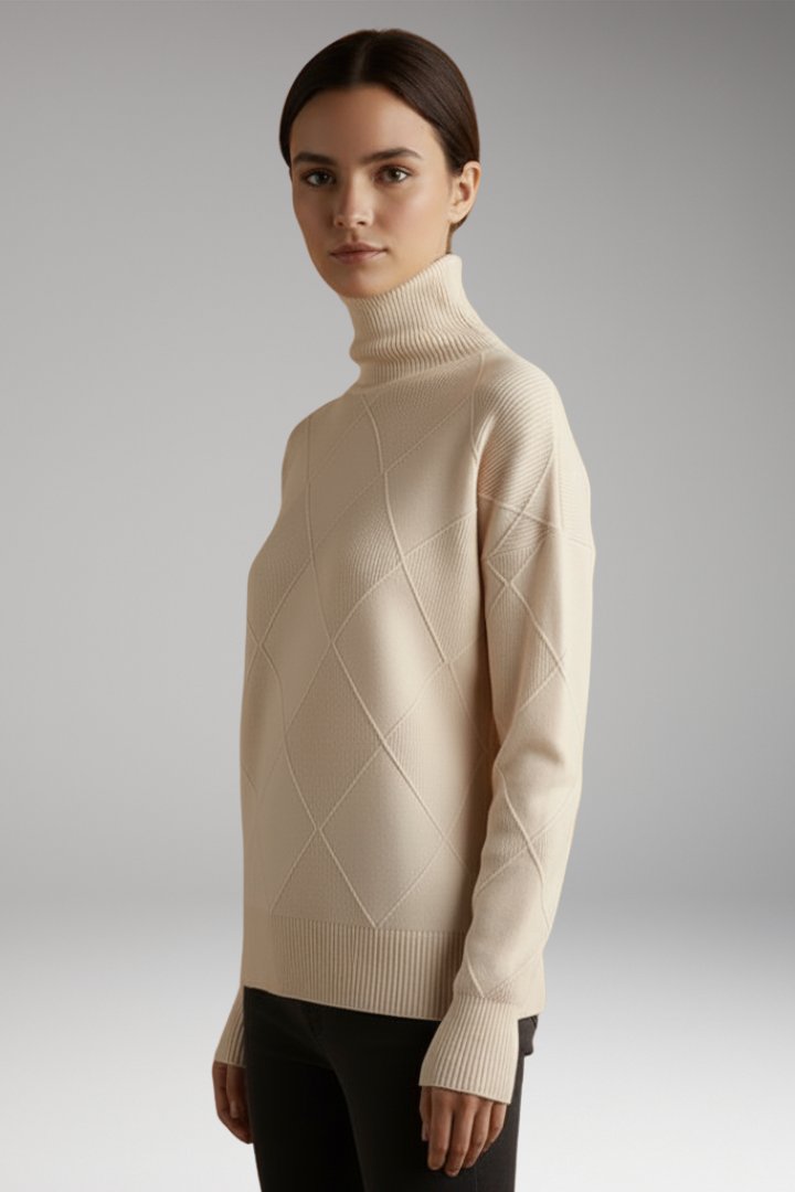 Women's High Neck Textured Sweater