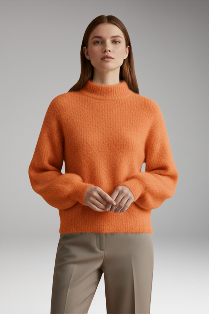 Women's High Neck Sweater Textured