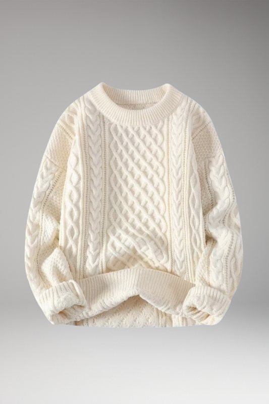 Women's Cable Knit Sweater Round Neck - 
Fashinoza