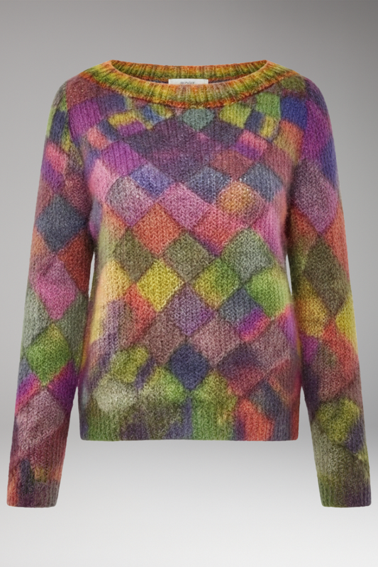 Women's Patterned Sweater Round Neck - 
Fashinoza