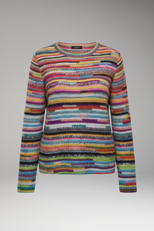 Women's Striped Sweater Round Neckline - 
Fashinoza