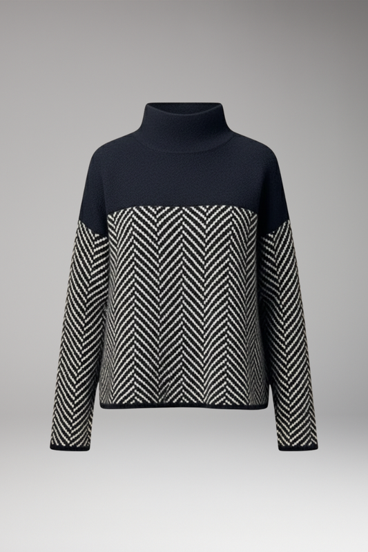 Women's Long Sleeve Stand Up Collar Sweater - 
Fashinoza