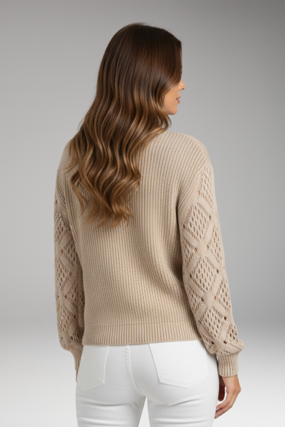 Women's V-Neck Textured Knit Sweater