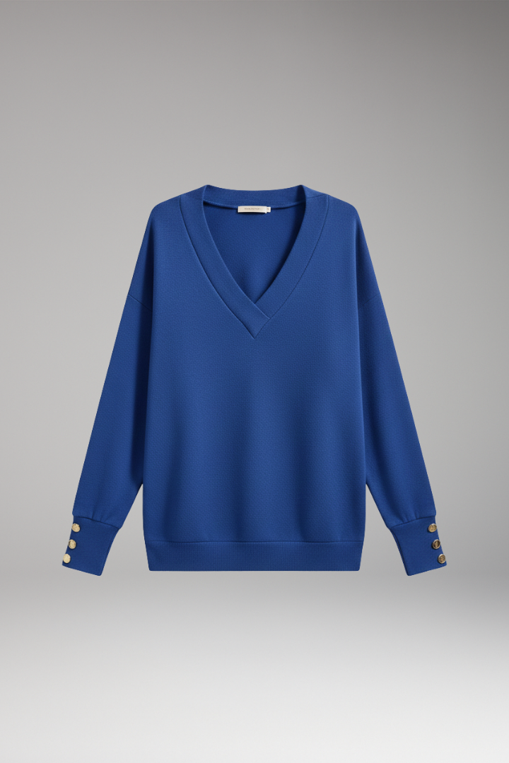 Women's V-Neck Sweater Dropped Shoulders - 
Fashinoza