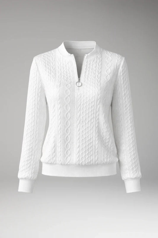 Women's Cable Knit Sweater Zip Neck - 
Fashinoza
