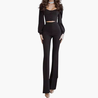 Women's Puff Sleeve Crop Sweetheart Neck