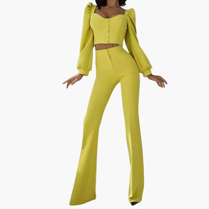 Women's Puff Sleeve Crop Sweetheart Neck