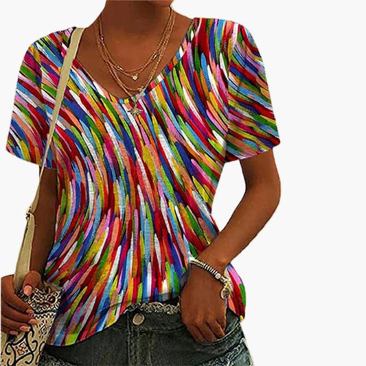 Women's Round Neck T-Shirt Printed Design - Fashinoza