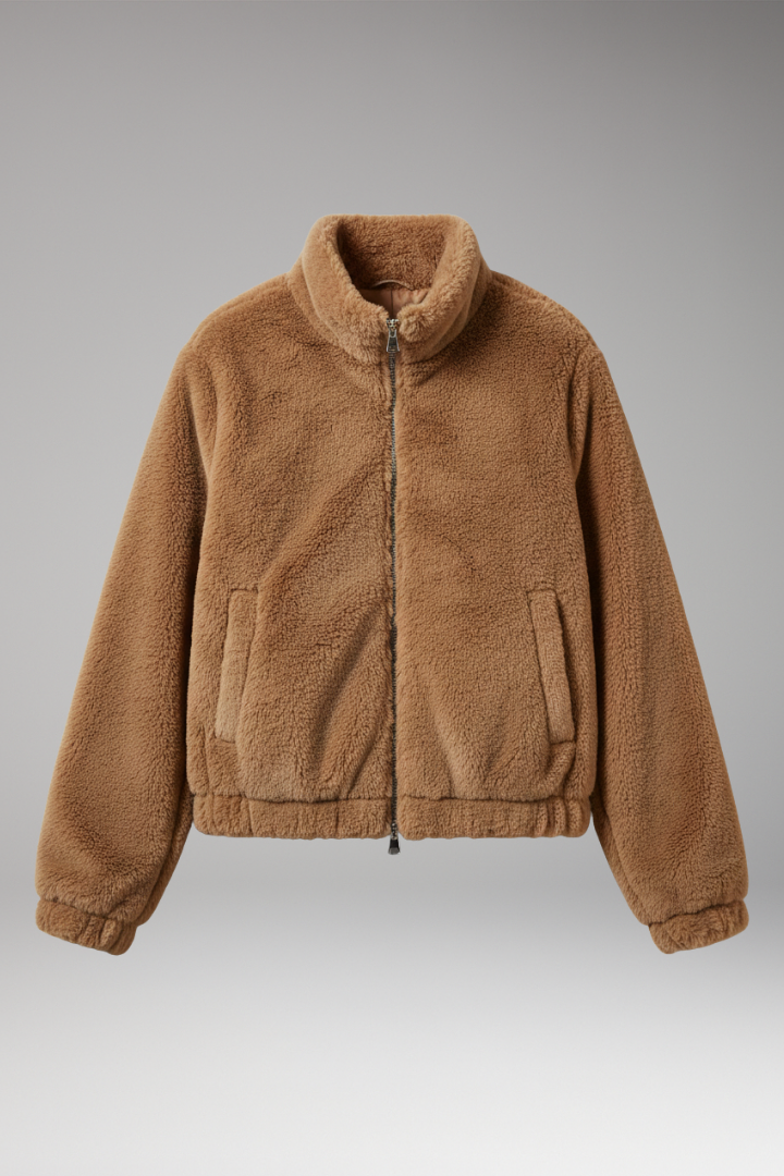 Women's Teddy Bomber Jacket Front Zipper - 
Fashinoza