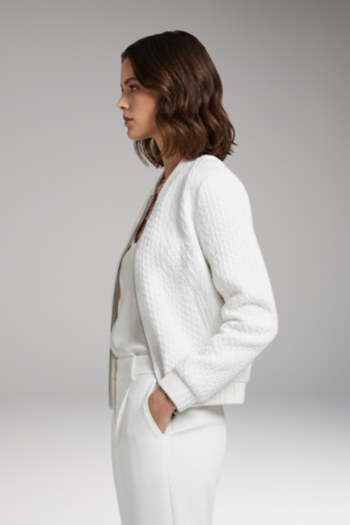Women's Textured Bomber Jacket Stand Collar