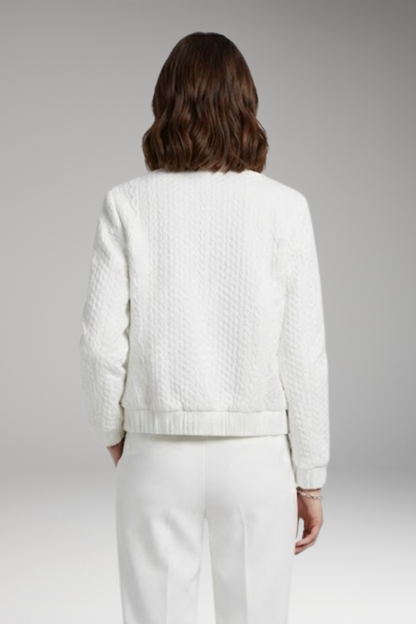 Women's Textured Bomber Jacket Stand Collar