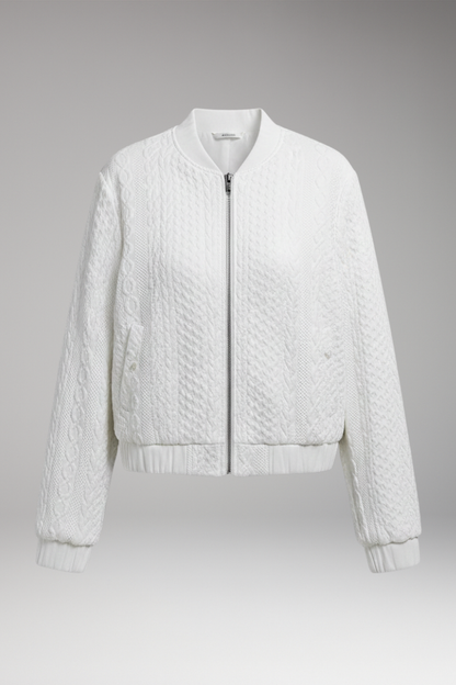 Women's Textured Bomber Jacket Stand Collar - 
Fashinoza