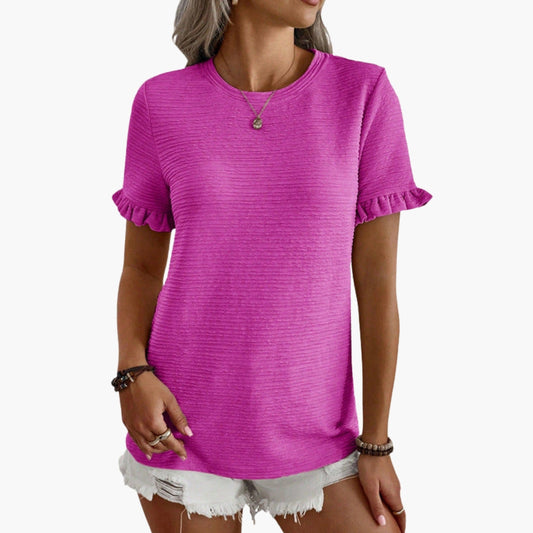 Women's Ruffle Sleeve T-Shirt - Fashinoza