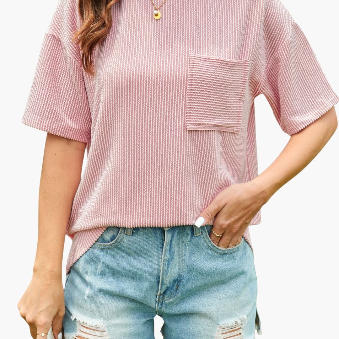Women's Short Sleeve Pocket Tee - Fashinoza