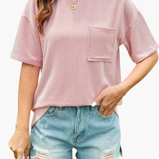 Women's Short Sleeve Pocket Tee - Fashinoza