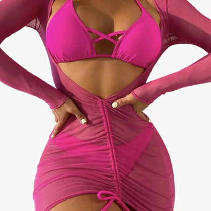 Women's Padded Bikini Set with Long Skirt Cover Up