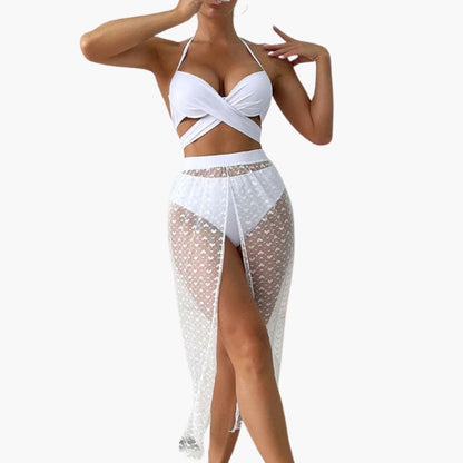 Women's Bikini Set Sheer Mesh Skirt - Fashinoza