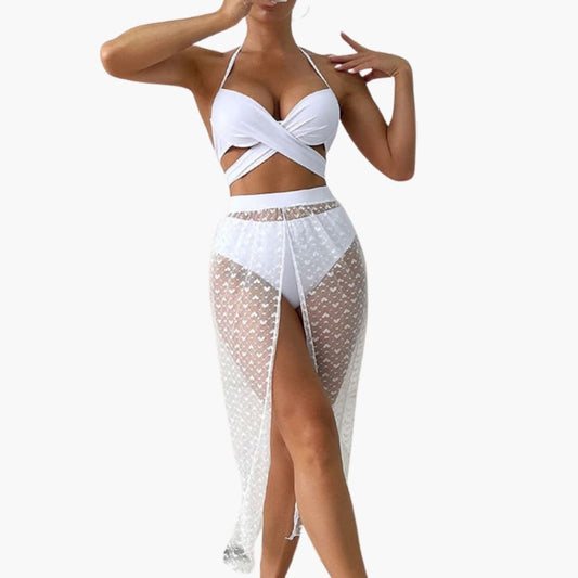 Women's Bikini Set Sheer Mesh Skirt - Fashinoza