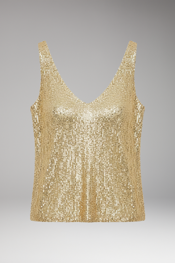 Women's V-Neck Sequin Blouse - 
Fashinoza
