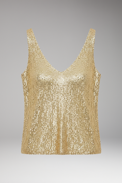 Women's V-Neck Sequin Blouse - 
Fashinoza
