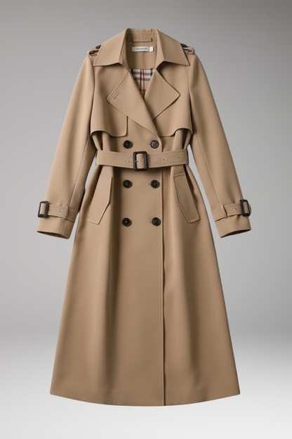 Women's Full Length Trench Coat Adjustable Waist - 
Fashinoza