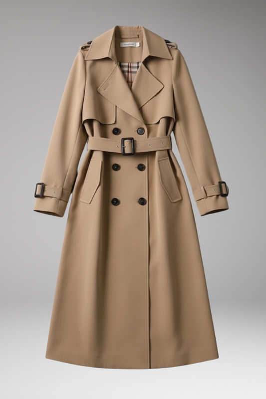 Women's Full Length Trench Coat Adjustable Waist - 
Fashinoza