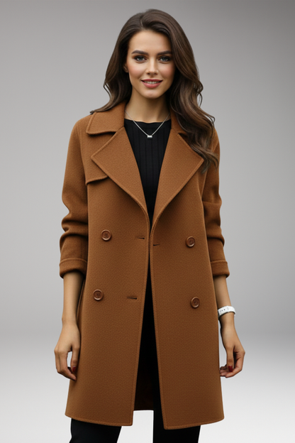 Women's Trench Coat Double Breasted Notched Collar