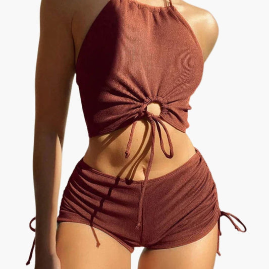 Women's Triangle Two-Piece Bikini Set Tie Side Bottom - Fashinoza