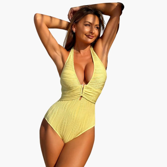 Women's One-Piece Swimsuit Padded Triangle Neck - Fashinoza