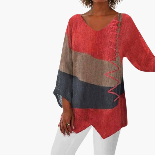 Women's Long Sleeve Blouse Relaxed Fit Crew Neck - Fashinoza
