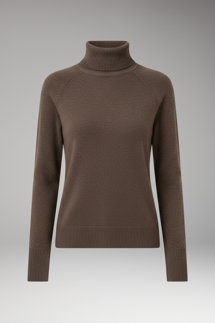 Women's Long Sleeve Turtleneck Sweater Ribbed Cuffs - 
Fashinoza