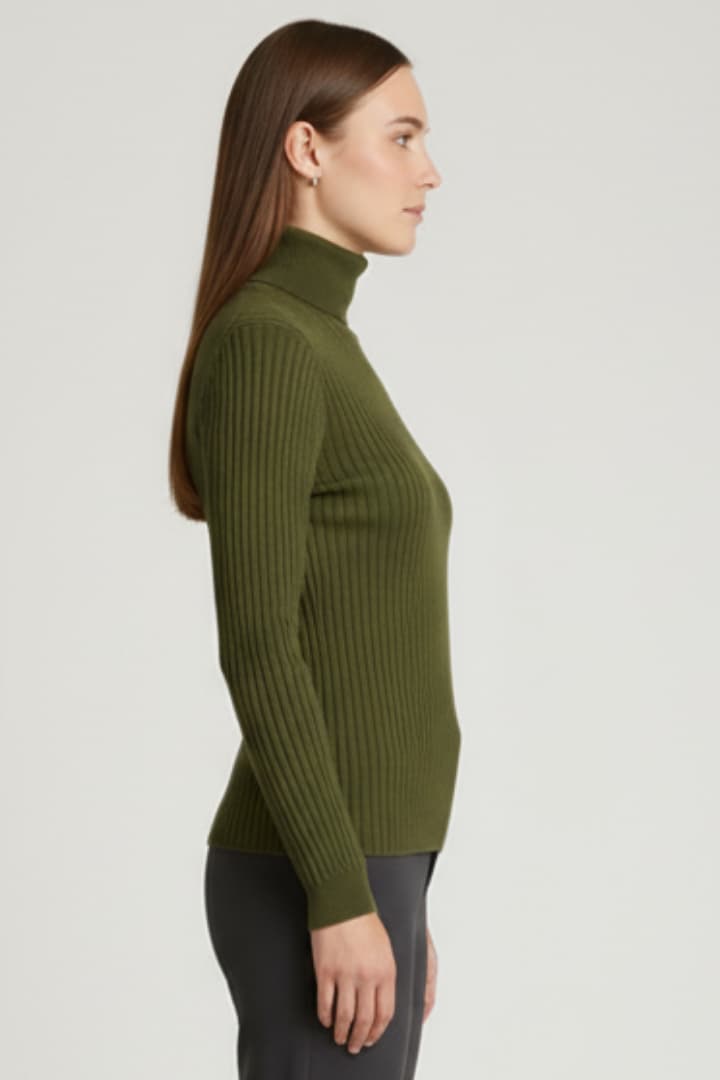 Women's Turtleneck Sweater Long Sleeves Ribbed