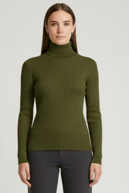 Women's Turtleneck Sweater Long Sleeves Ribbed