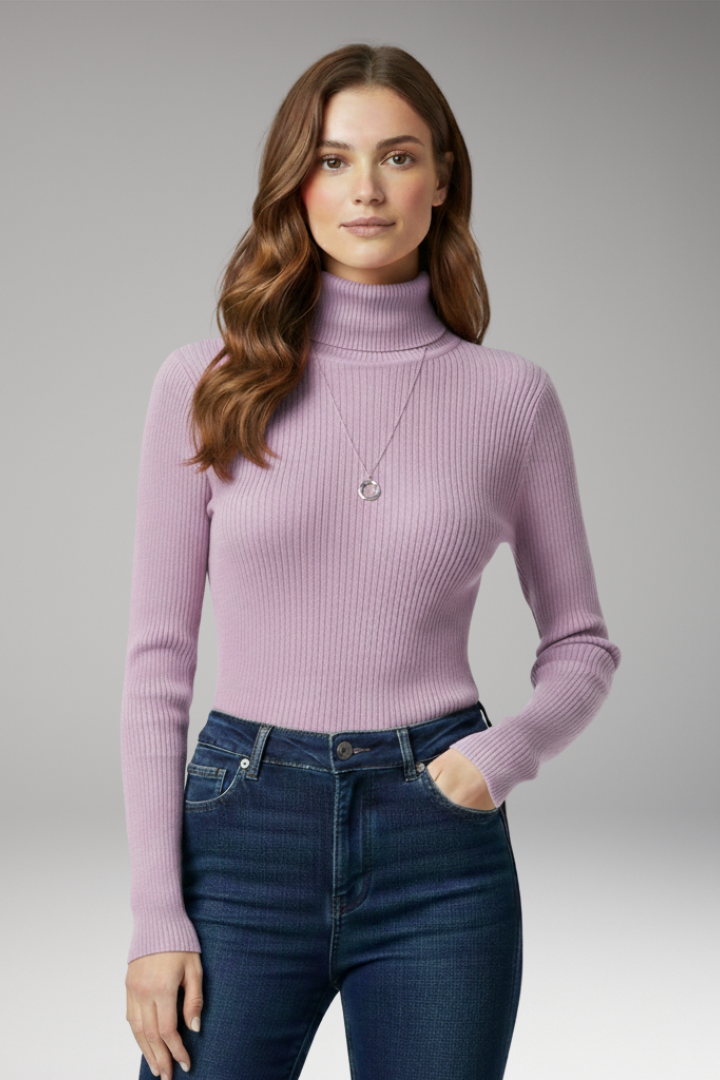 Women's Turtleneck Ribbed Sweater