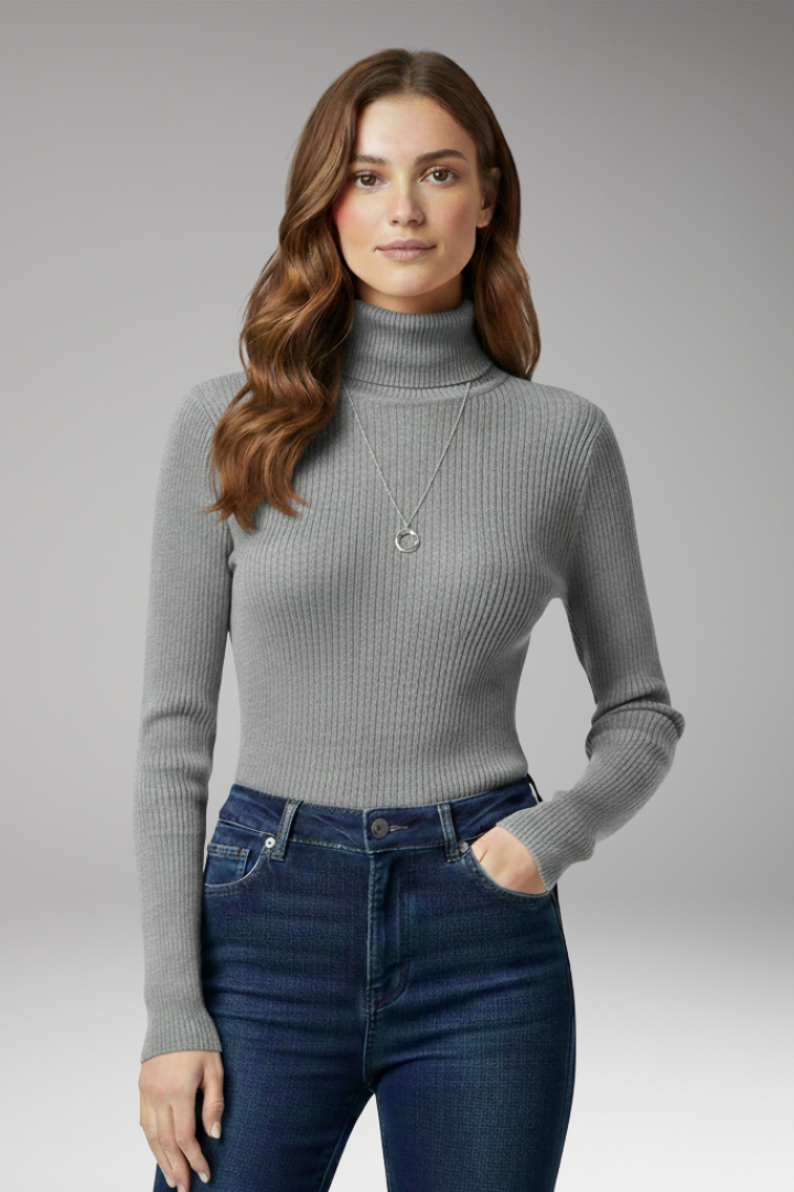 Women's Turtleneck Ribbed Sweater