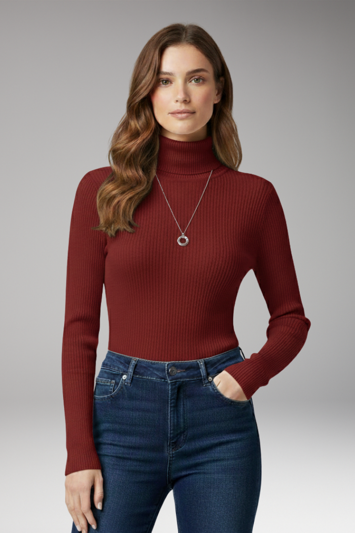 Women's Turtleneck Ribbed Sweater