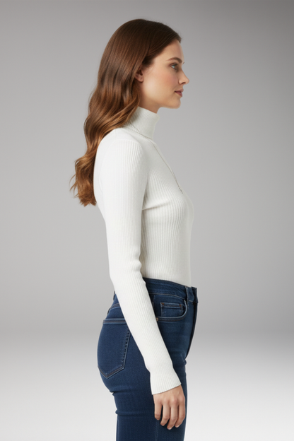 Women's Turtleneck Ribbed Sweater