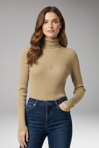 Women's Turtleneck Ribbed Sweater
