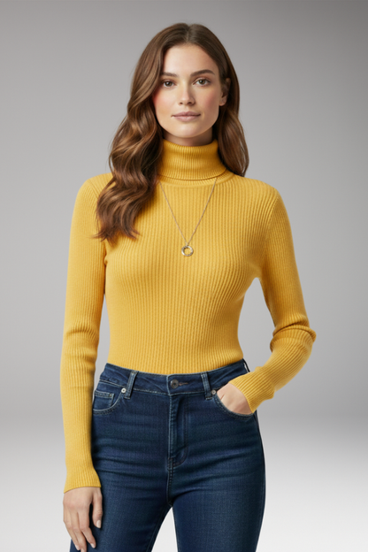 Women's Turtleneck Ribbed Sweater