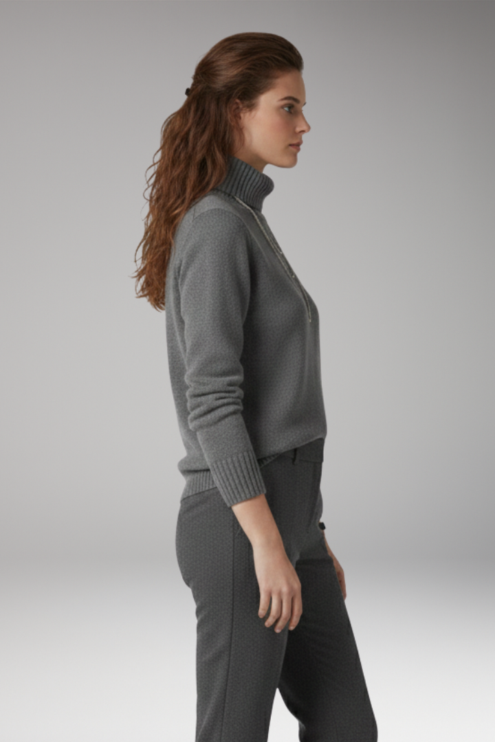 Women's Long Sleeve Turtleneck Sweater Ribbed Texture